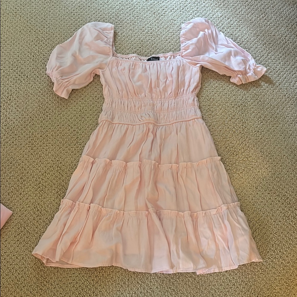 Trixxi Blush Pink Puff Sleeve Mini Dress